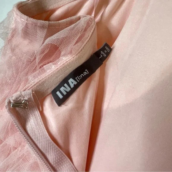 Ina Pink Ombre Ruffle Strapless Gown Sz Large - Picture 6 of 6